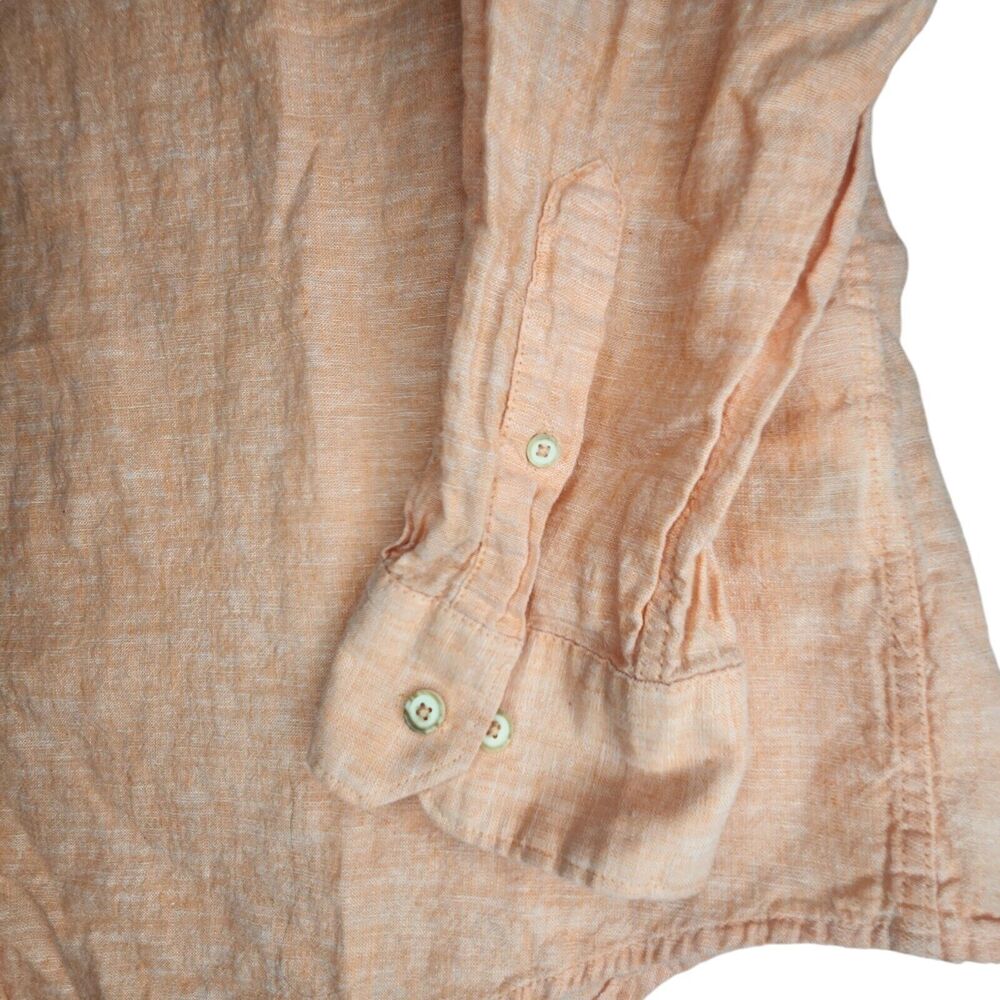 Tasso Elba Mens Size XL Orange Linen Blend Button Down Shirt Long Sleeve Island - Picture 8 of 9